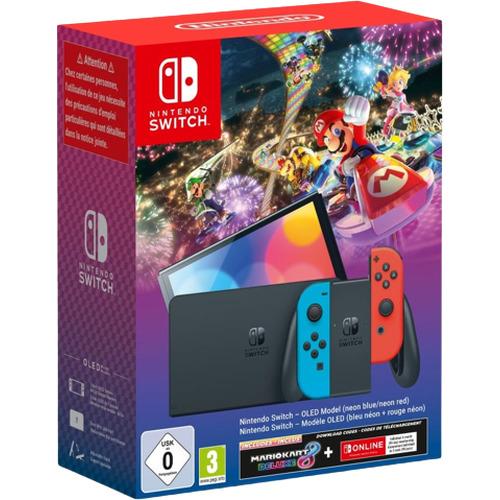 Manno_games קונסולות משחק קונסולת משחק Nintendo Switch OLED 64GB עם Mario Kart 8 Deluxe ומנוי אונליין ל-3 חודשים - צבע א